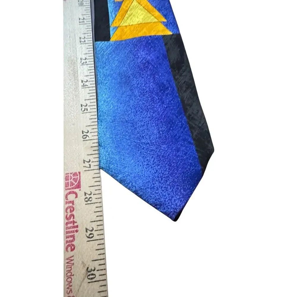 Rush Limbaugh No Boundaries Silk Tie Blue Gold Geometric USA Vibrant Career Work